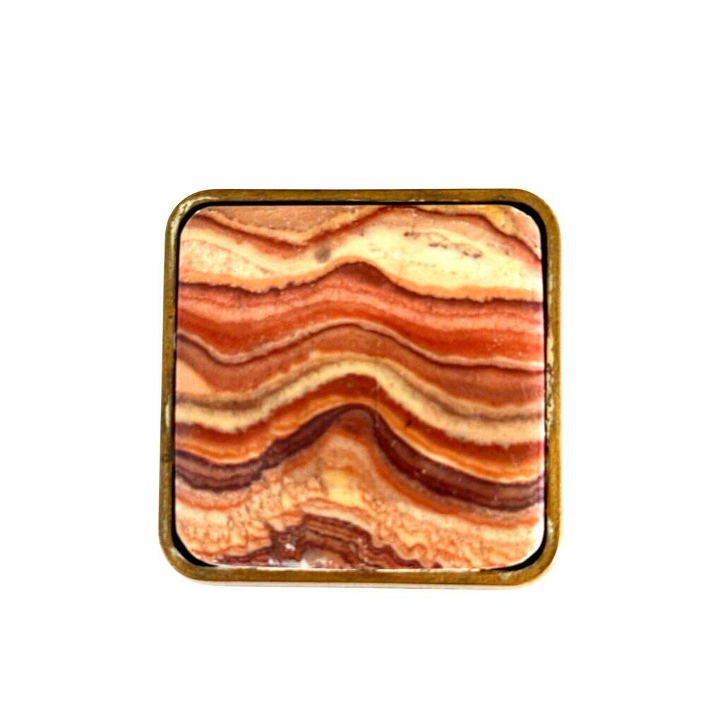 Vintage 1978 BTS Solid Brass Mexican Onyx Belt Buckle Small 2" USA